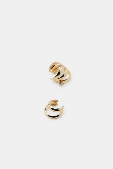PACK OF TRIPLE HOOP EAR CUFF EARRINGS - Golden by Zara - Image 3
