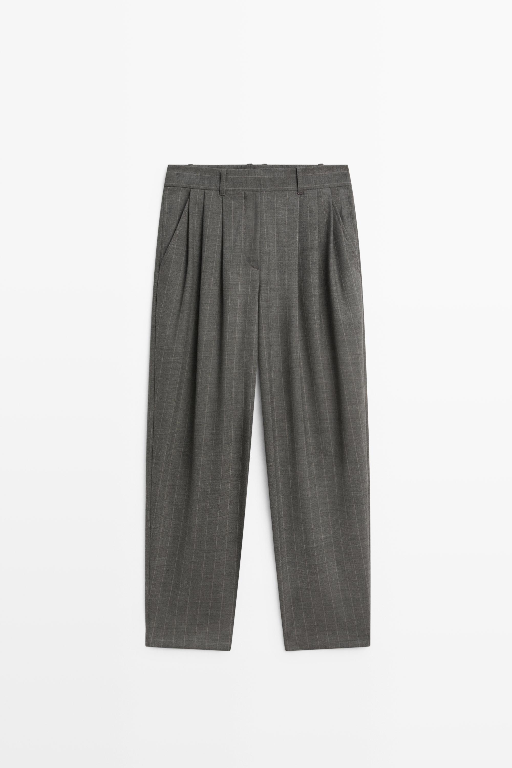 Pinstripe carrot fit pants