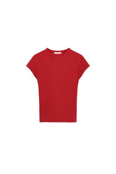 Zara 合身短袖 T 恤 - 紅色