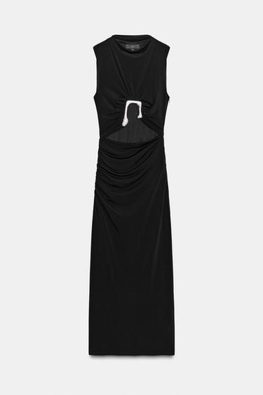 DRAPED CUT-OUT DRESS WITH SHINY DETAIL - Black by Zara - Image 0