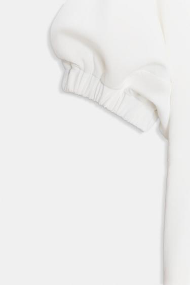 ROBE MI-LONGUE À MANCHES BOUFFANTES - Blanc cassé de Zara - Image 7