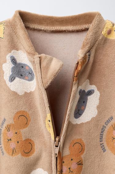 PYJAMA COMBINAISON EN VELOURS À MOTIF ANIMAUX - Marron de Zara - Image 2