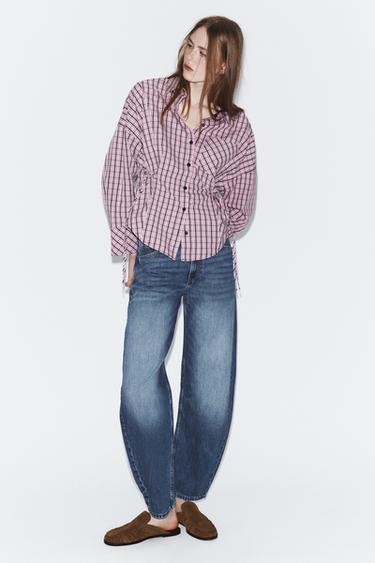 MULTIWAY CHECK SHIRT - Pink / White by Zara