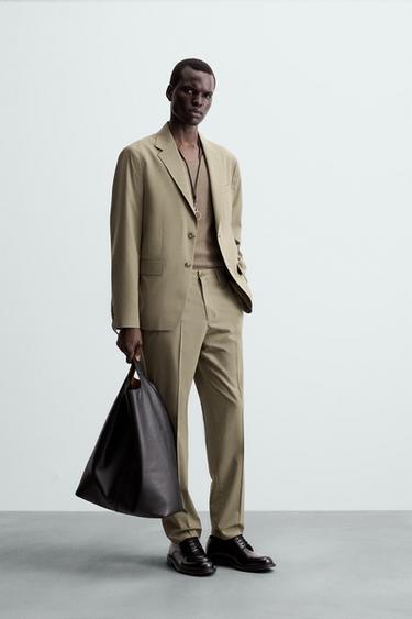 PANTALON DE COSTUME STRUCTURÉ - Marron / Taupe de Zara - Image 3