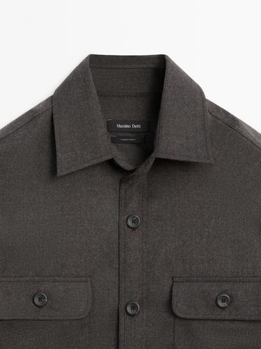 Zara Regular fit double wool overshirt - Mink