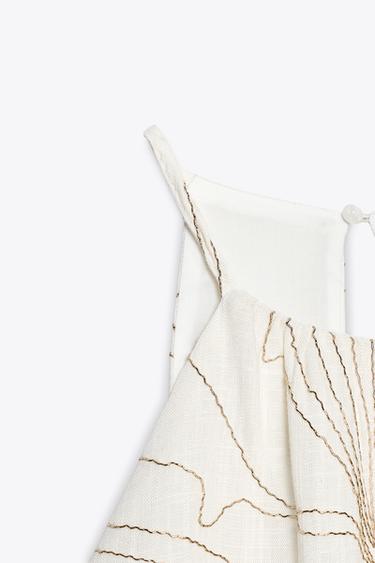 HALTER DRESS WITH FLORAL EMBROIDERY - Golden by Zara - Image 7