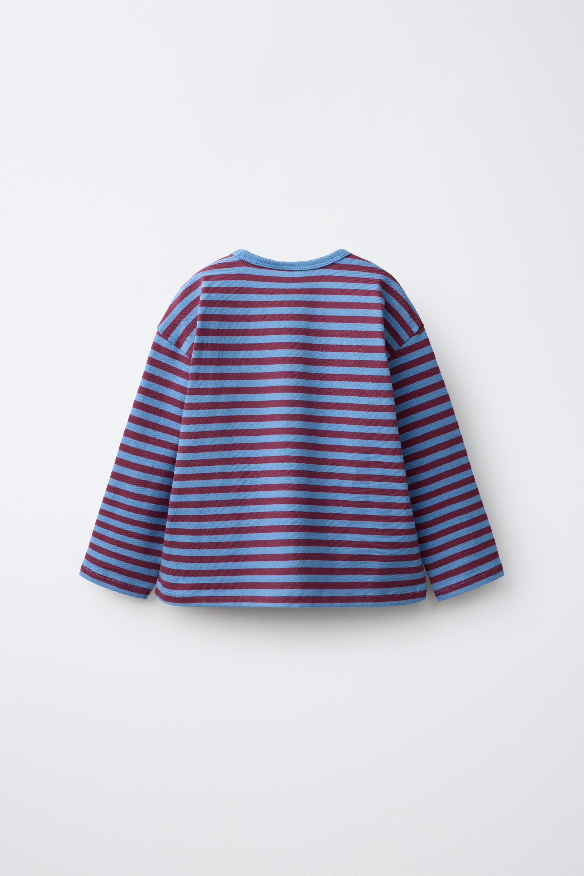 Детские футболки Zara EMBROIDERED HEART STRIPED T-SHIRT — фото 2