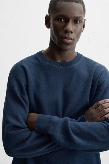 COTTON BLEND SWEATER - Navy blue by Zara - Image 4