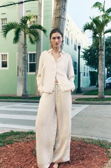 SATIN LACE BLOUSE - Oyster-white by Zara - Image 3