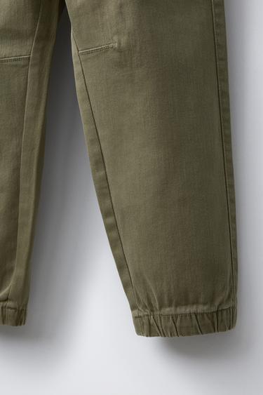 PANTALON JOGGER ÉLASTIQUE - Vert olive de Zara - Image 3
