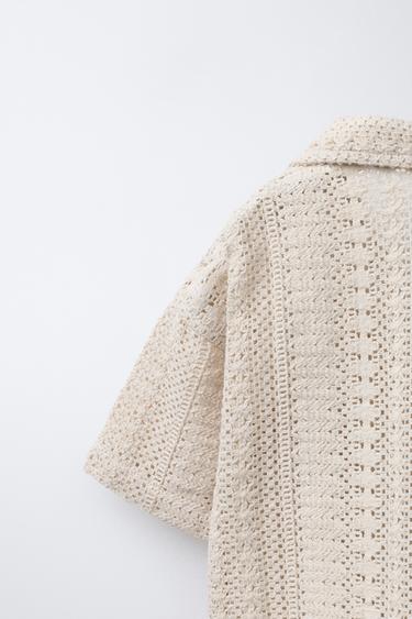 CHEMISE EN MAILLE CROCHET - Écru de Zara - Image 3