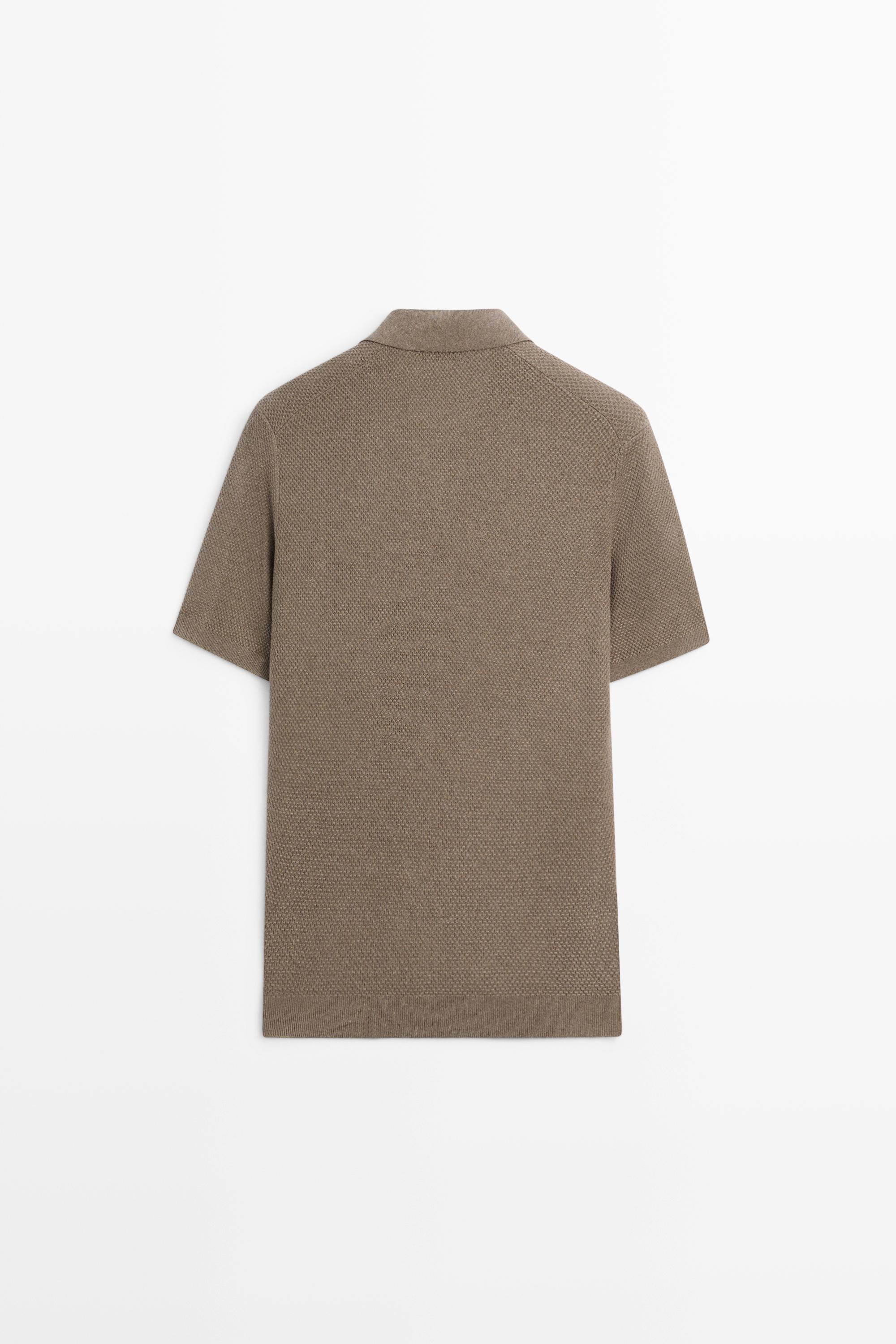 Polo en maille col V coton mélangé