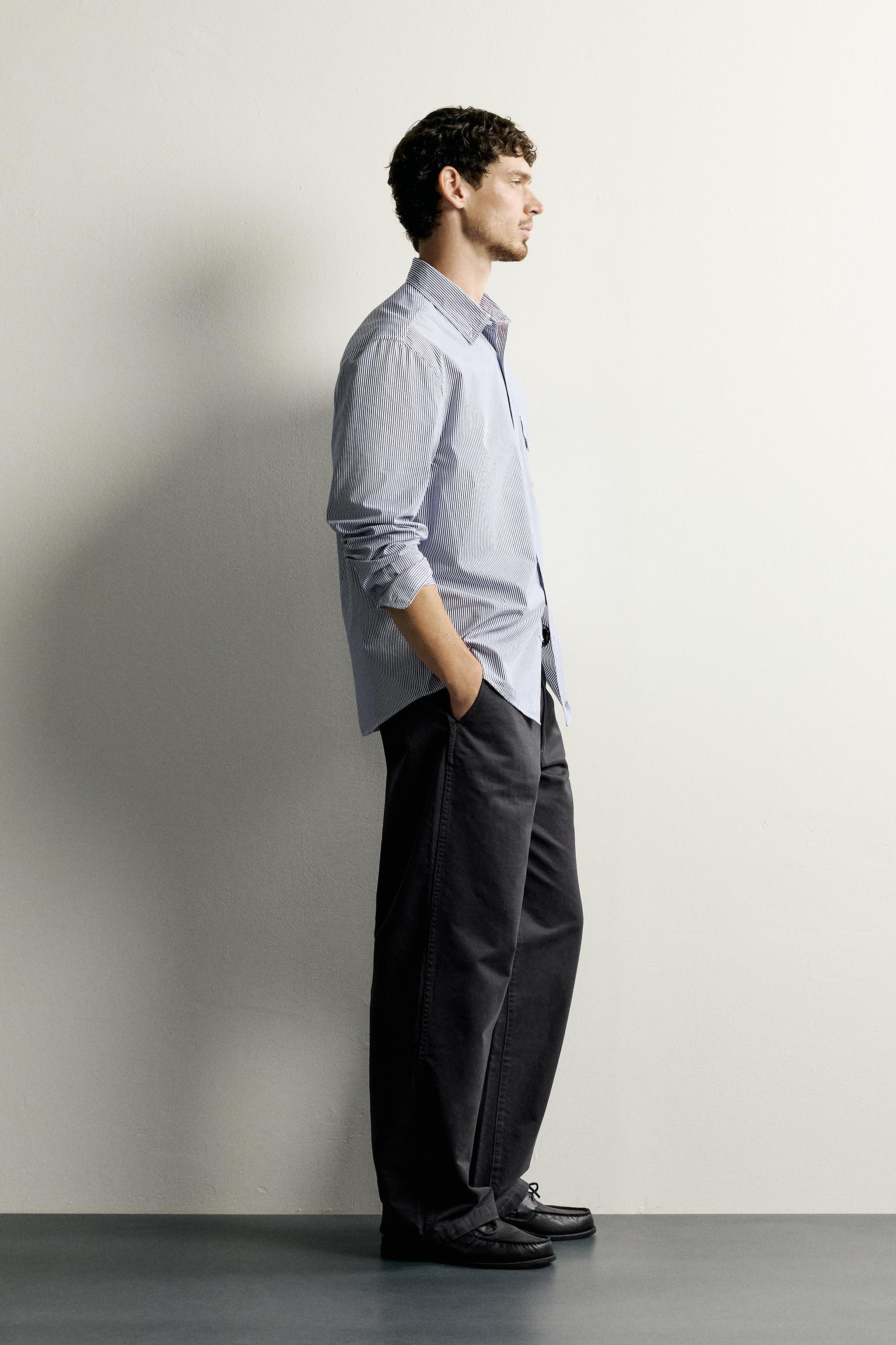 Мужские рубашки Zara STRIPED REGULAR FIT SHIRT — фото 4