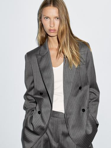 Zara 100% wool pinstripe blazer - Gray