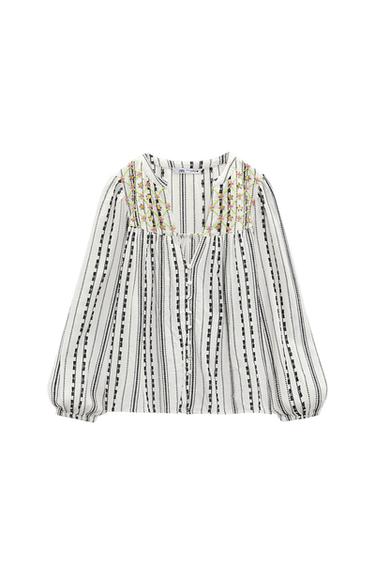 EMBROIDERED BLOUSE WITH BEADING