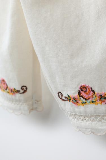 EMBROIDERED TROUSERS - Ecru by Zara - Image 3