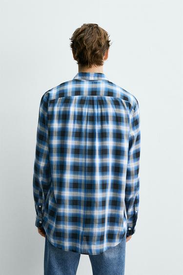 CHEMISE FLUIDE À CARREAUX AARON LEVINE X ZARA - Bleu de Zara - Image 2