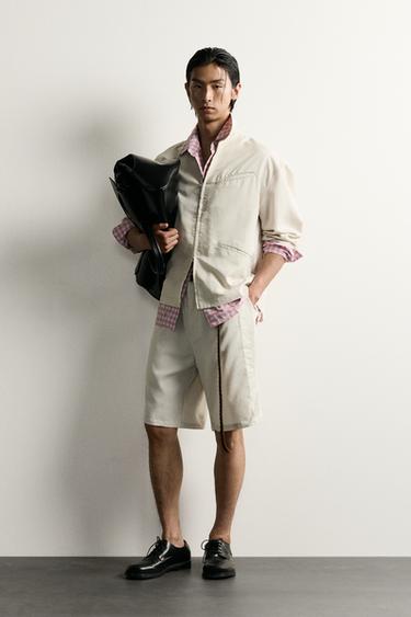 RELAXED FIT SEAMED BERMUDA SHORTS - Oyster-white by Zara - Image 0