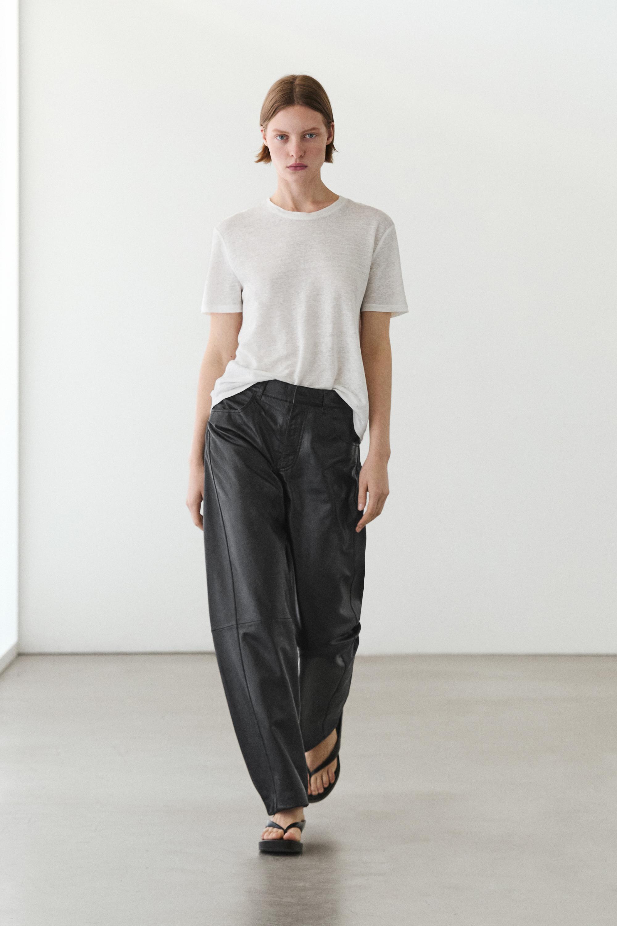Balloon fit nappa leather trousers