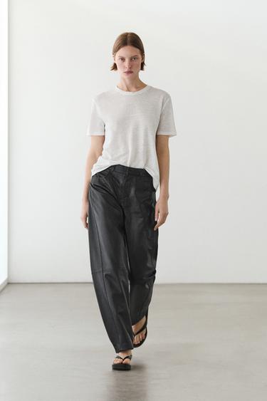 Zara Balloon fit nappa leather trousers - Black