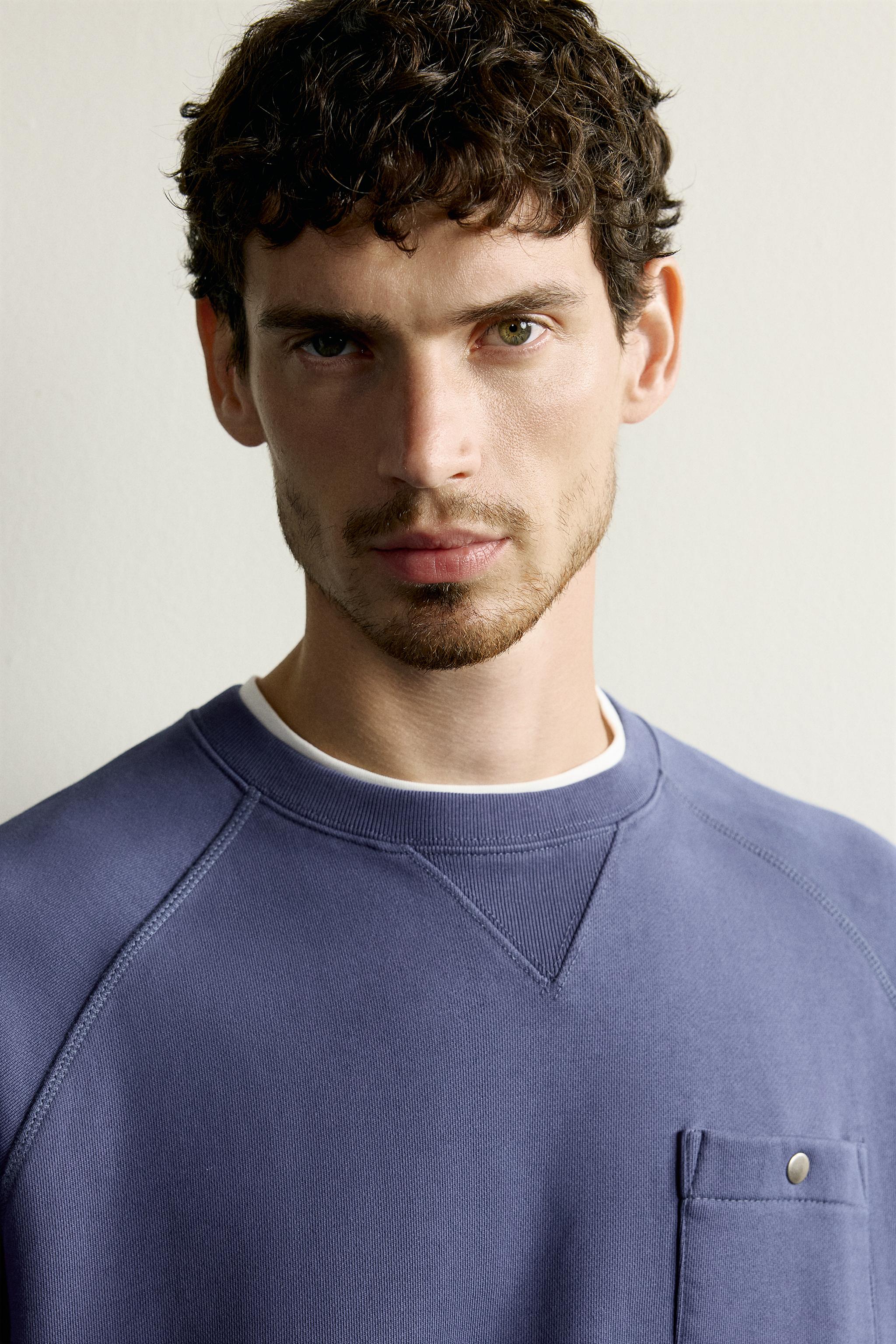 Zara BİSİKLET YAKA CEPLİ SWEATSHIRT görsel 5
