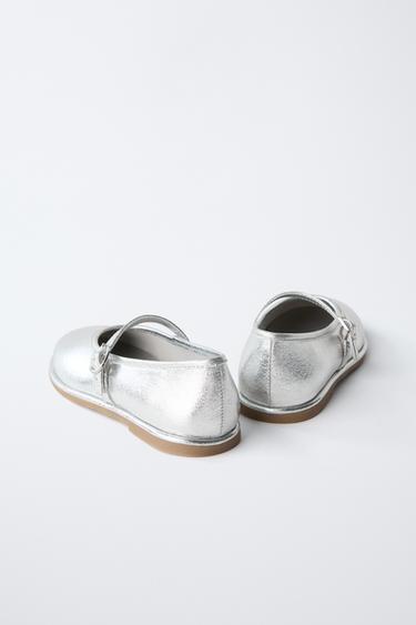 METALLIC BALLET FLATS - Silver by Zara - Image 4