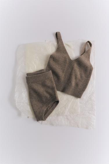 WOOL STRAPPY TOP - Brown / Taupe by Zara