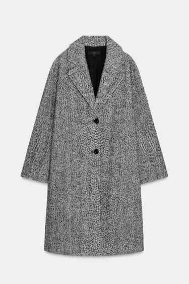HERRINGBONE COAT - Black / White by Zara