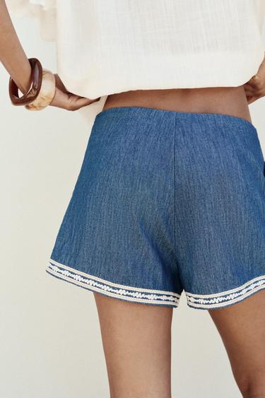 BERMUDA BRODÉ - Bleu de Zara - Image 4
