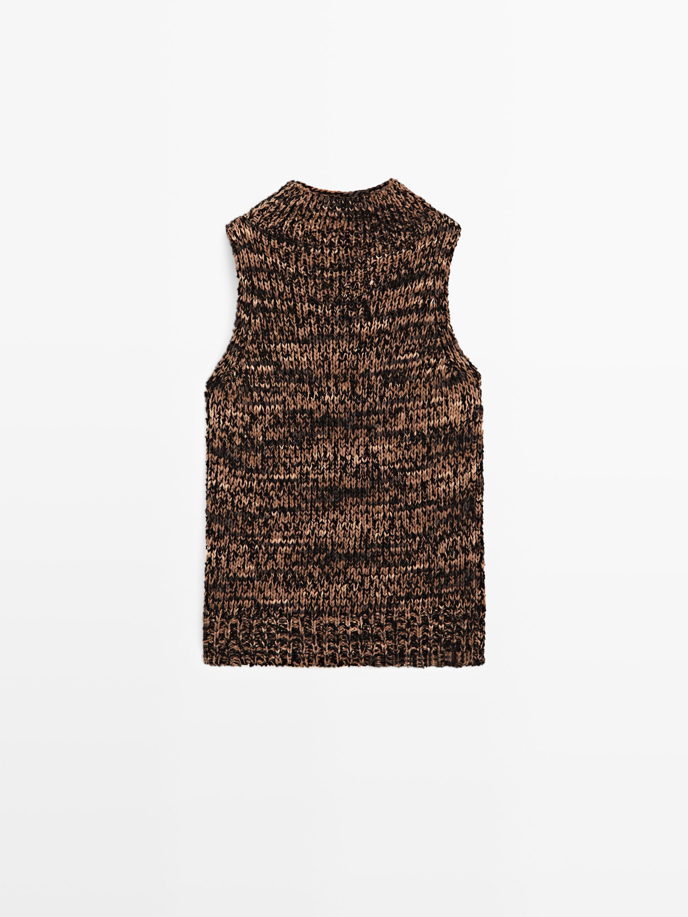 Flecked knit halter top