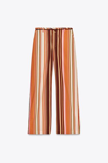 Zara ZW COLLECTION STRIPED FLARE PANTS - Multicolored