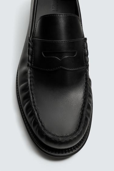 LEATHER PENNY LOAFERS - Black by Zara - Image 5