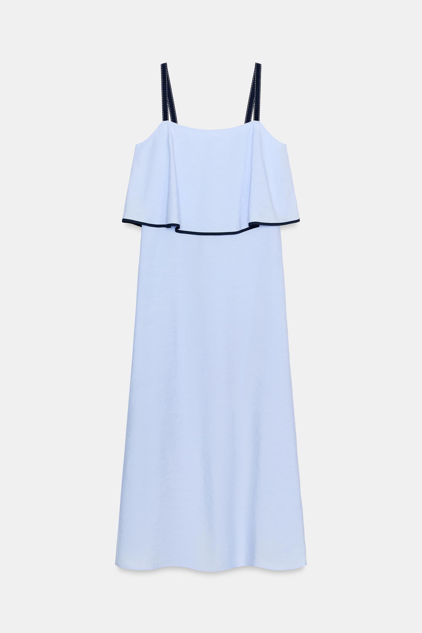 Женское платье Zara Combination MIDI, цвет: Светлый синий — фото 9