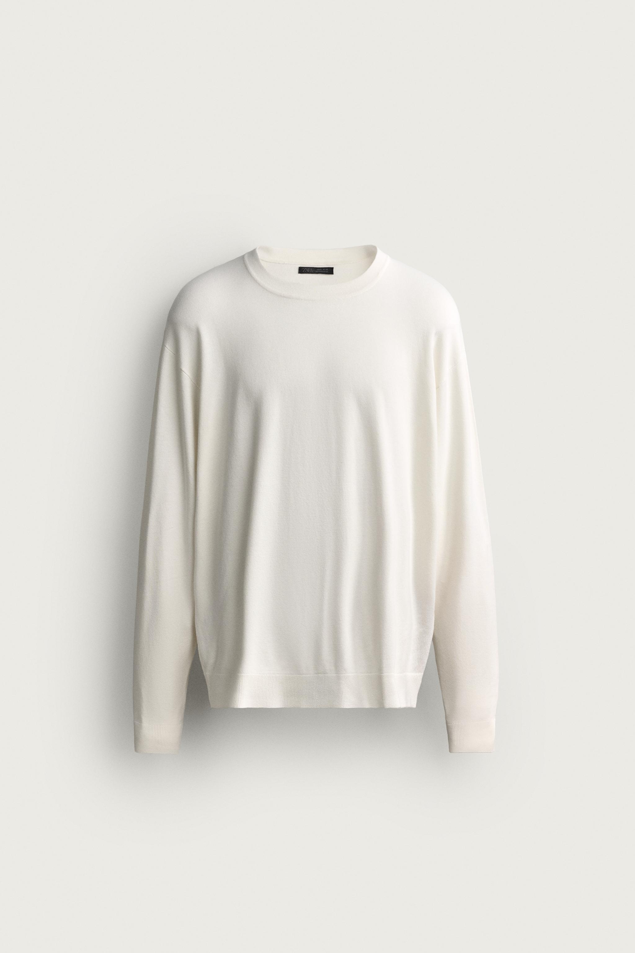 BASIC REGULAR FIT SWEATER — Oyster-white