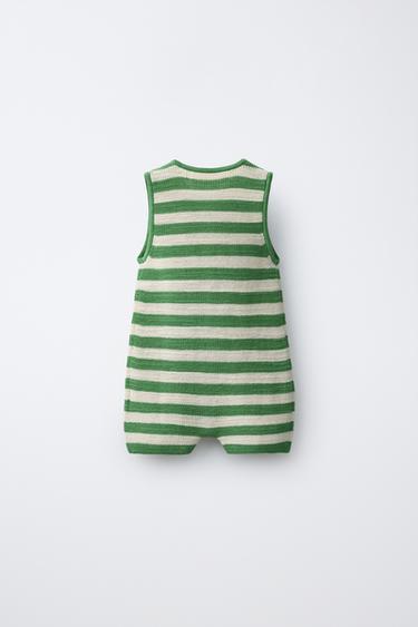 BODY EN MAILLE BRODÉE PALMIER - Écru / Vert de Zara - Image 1