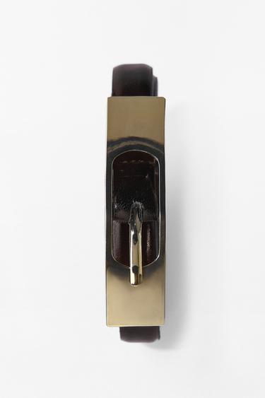 Zara THIN BELT WITH RECTANGULAR BUCKLE - Black