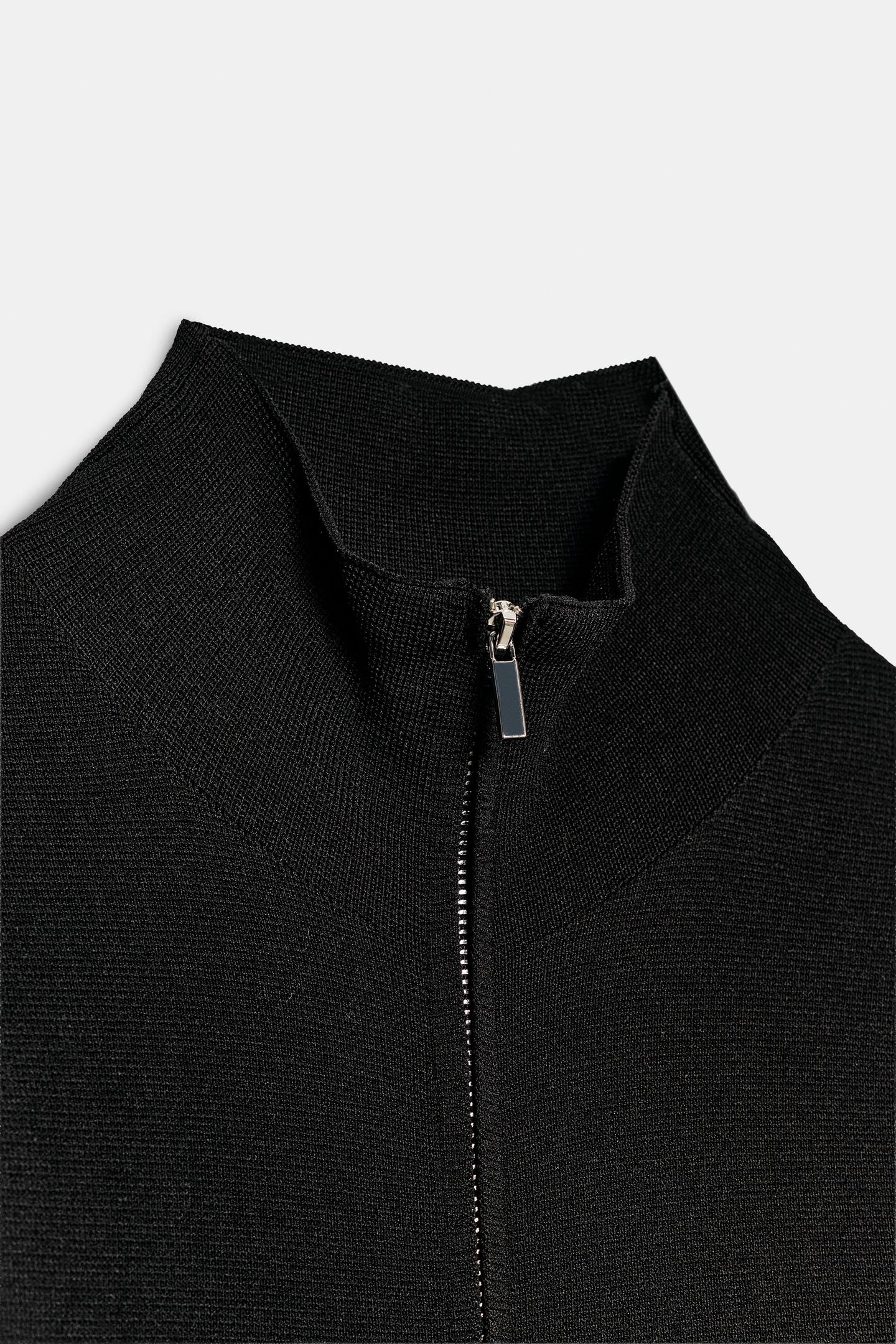 Женский кардиган Zara Zip-Up, цвет: Чёрный — фото 8