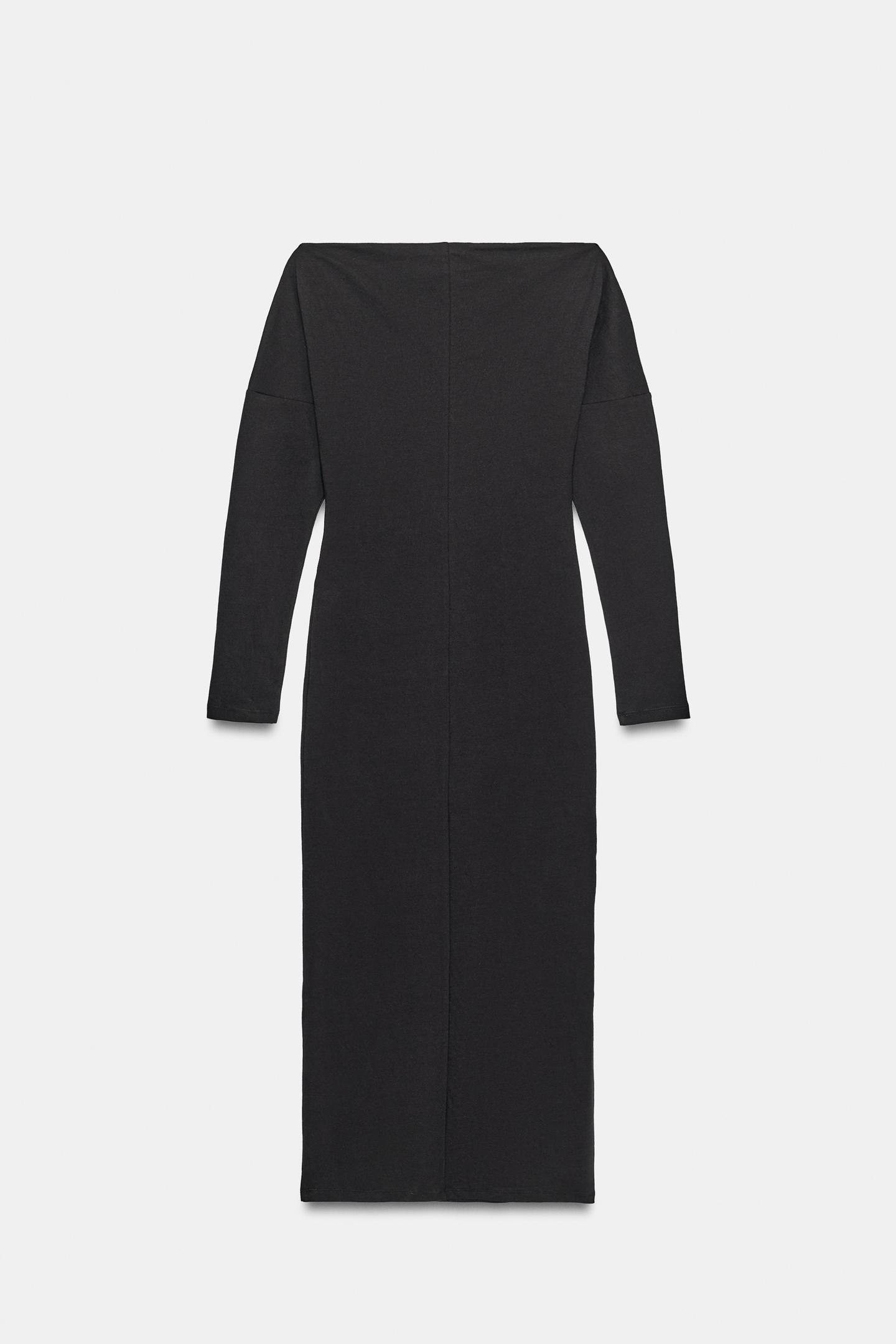 Женское платье Zara Asymmetric Neckline MIDI, цвет: Тёмный баклажановый — фото 5