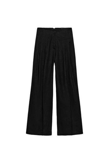 ZW COLLECTION HIGH-WAIST LINEN BLEND TROUSERS - Black by Zara