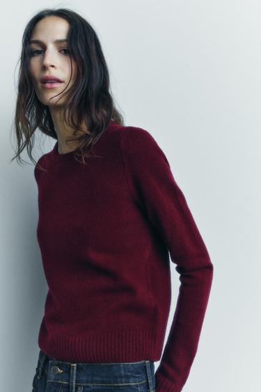 Zara BASIC DŽEMPER OD 100% VUNE – kesten
