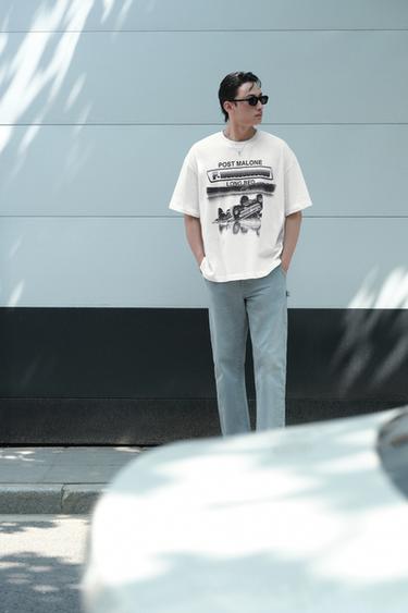 POST MALONE™ GRAPHIC T-SHIRT - Oyster-white by Zara