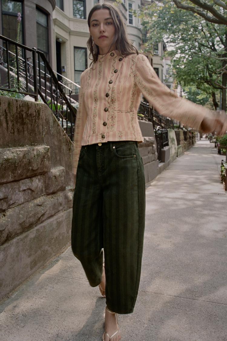 FLORAL STRIPED JACQUARD JACKET