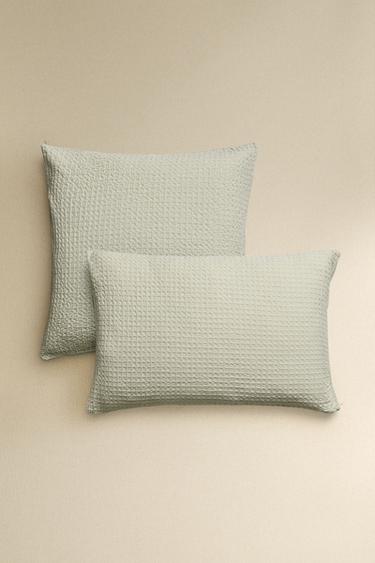 FUNDA DE ALMOHADA WAFFLE - Verde agua de Zara