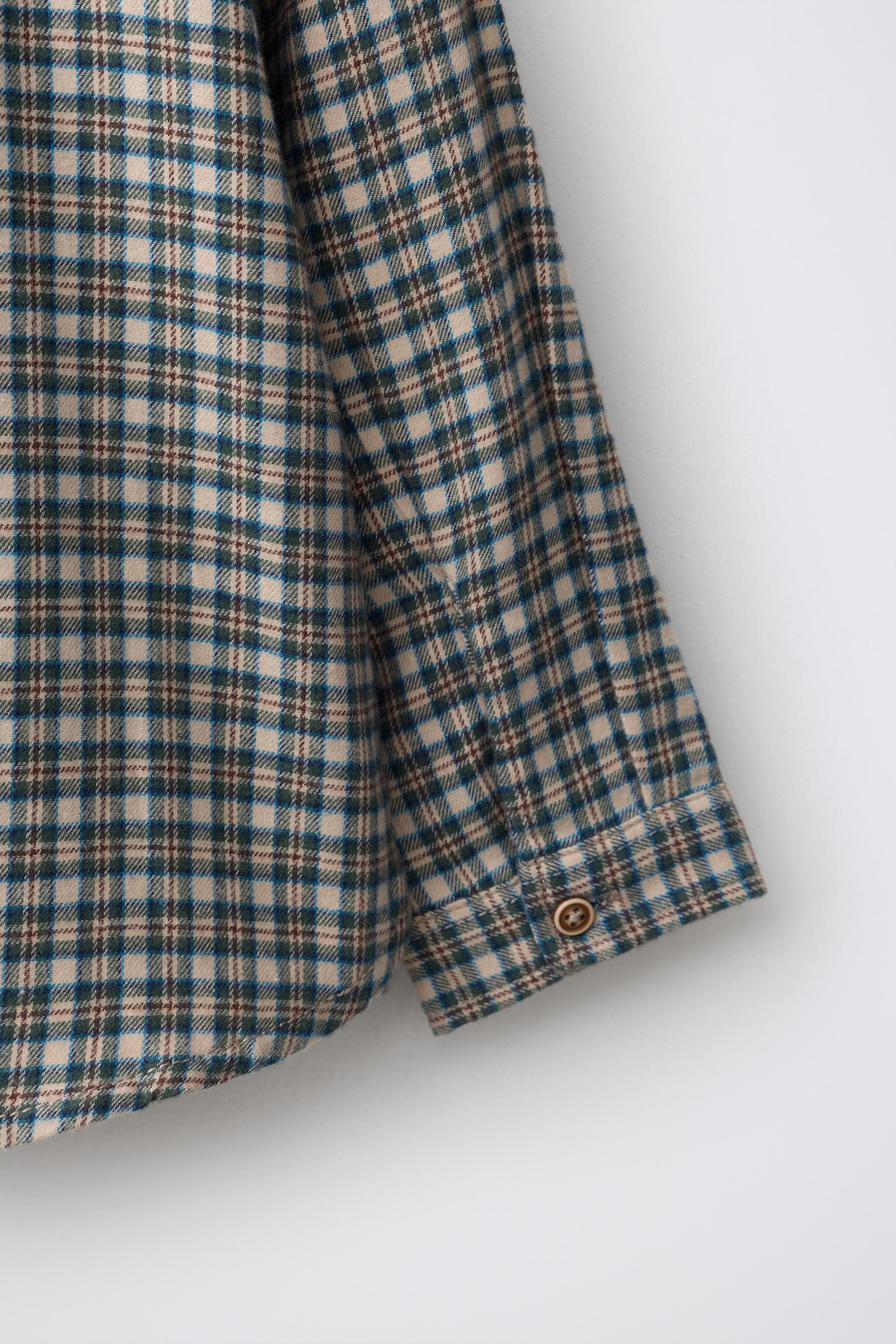 Детские рубашки Zara PLAID EMBROIDERED TEXT SHIRT — фото 4