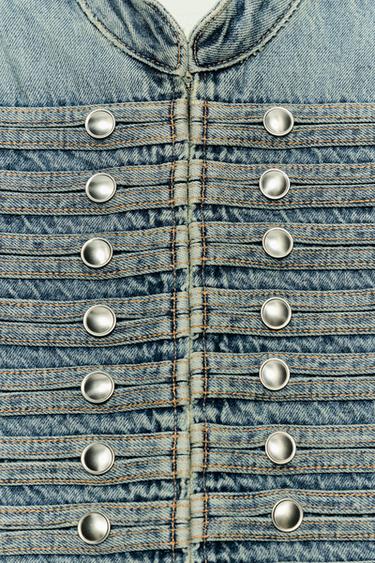 VESTE EN DENIM TRF AJUSTÉE À BOUTONS - Indigo de Zara - Image 6
