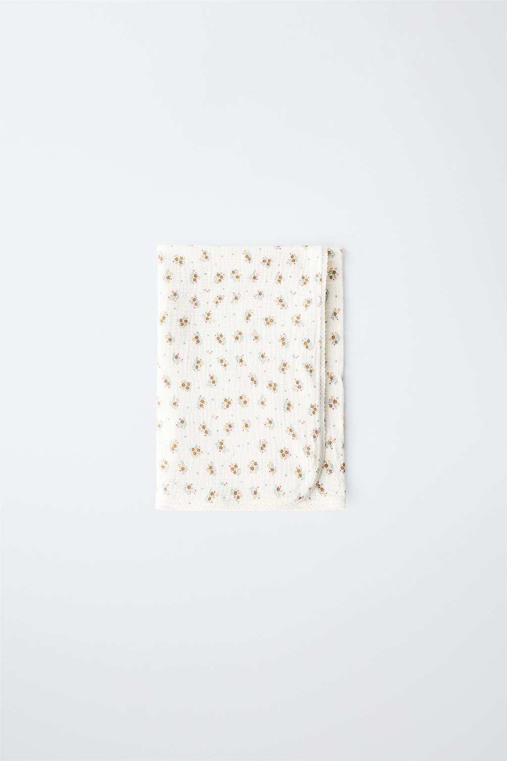 TEXTURED FLORAL PRINT LACE BLANKET