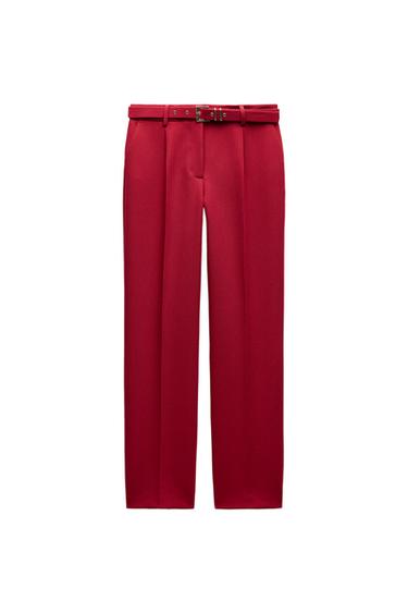 BELTED STRAIGHT LEG PANTS