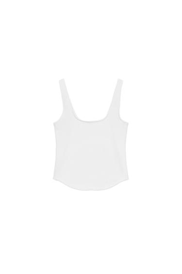 Zara RIB KNIT TANK TOP - White