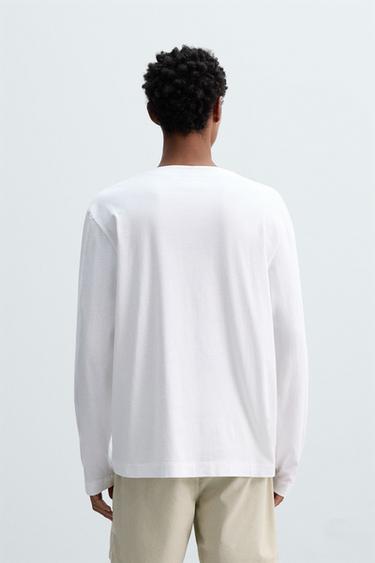 BUTTON NECK T-SHIRT - White by Zara - Image 2