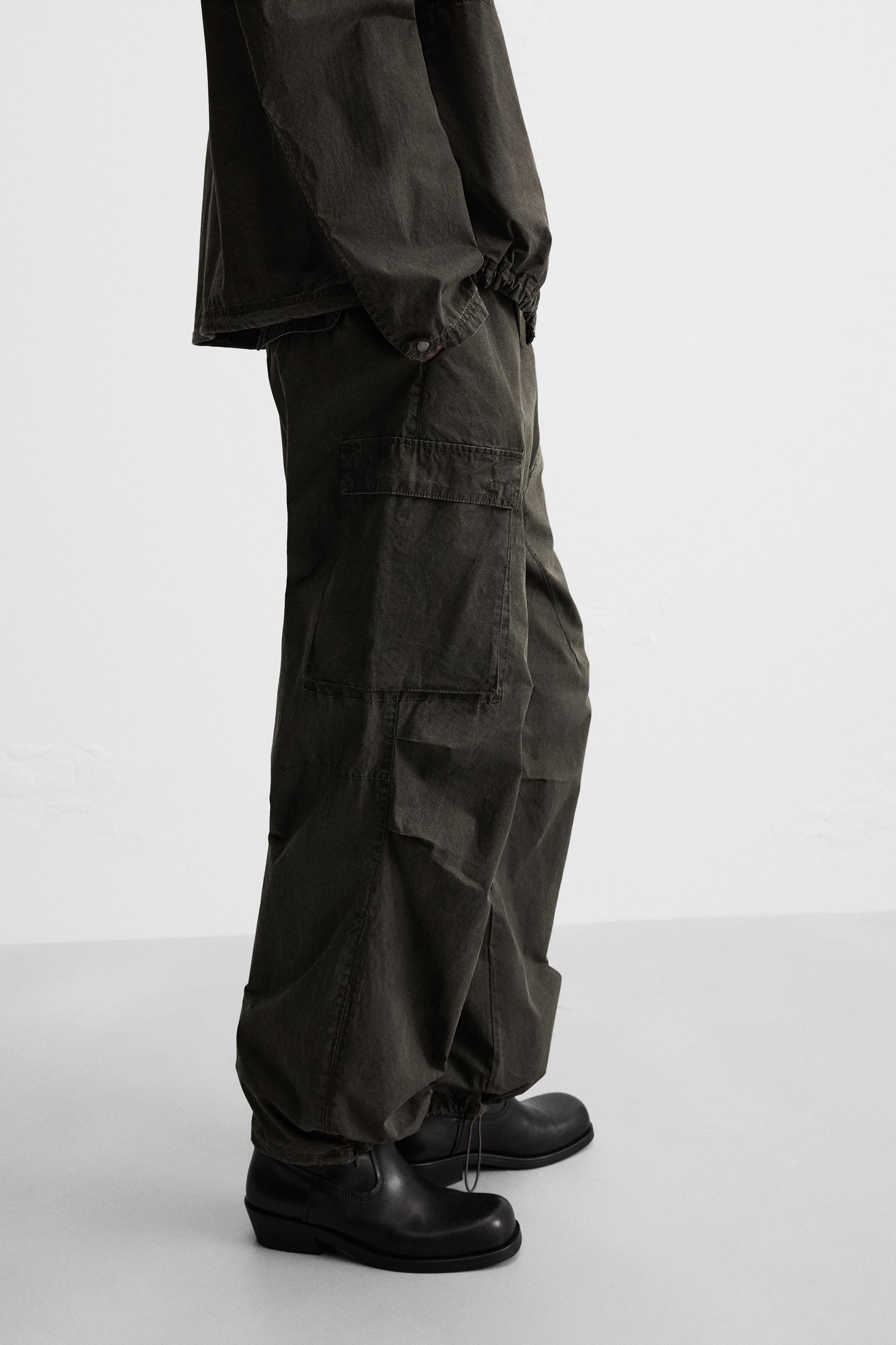 ZARA ユーティリティーマルチポケットカーゴパンツ 黒 ケミカル